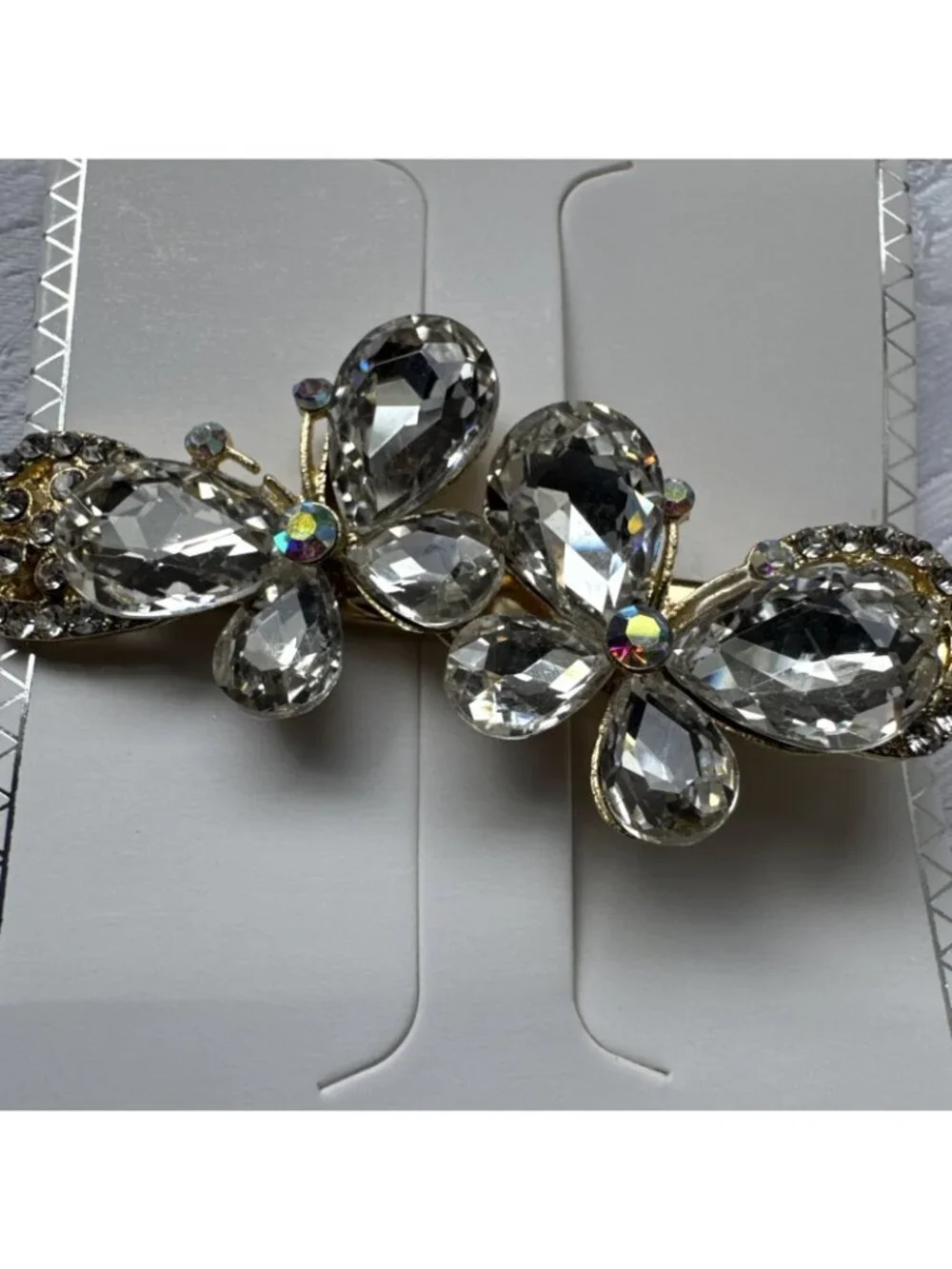 Gold Flower Hair Clip Clamp Metal Alligator Claw Bling Crystal Rhinestone 2.5